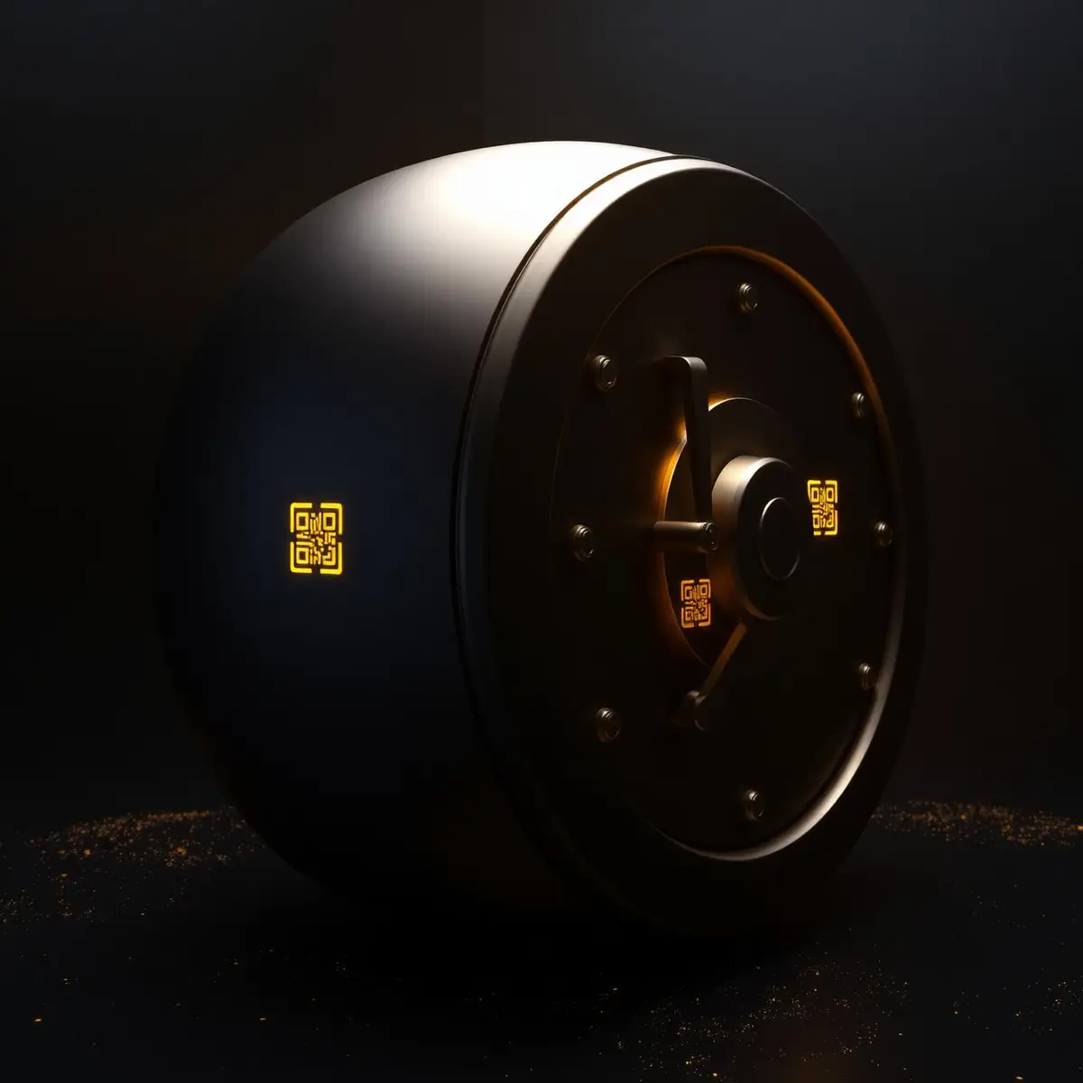 Bóveda negra premium con QR dorados — DayPassVIP Experience